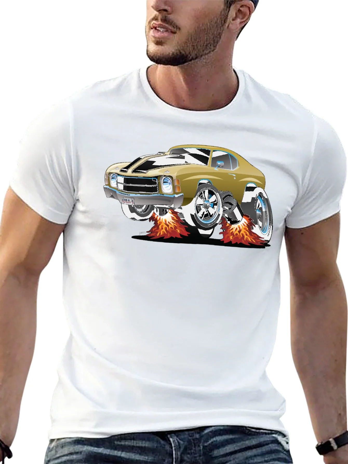 Car Graphic Tee - Black Cotton T-Shirt