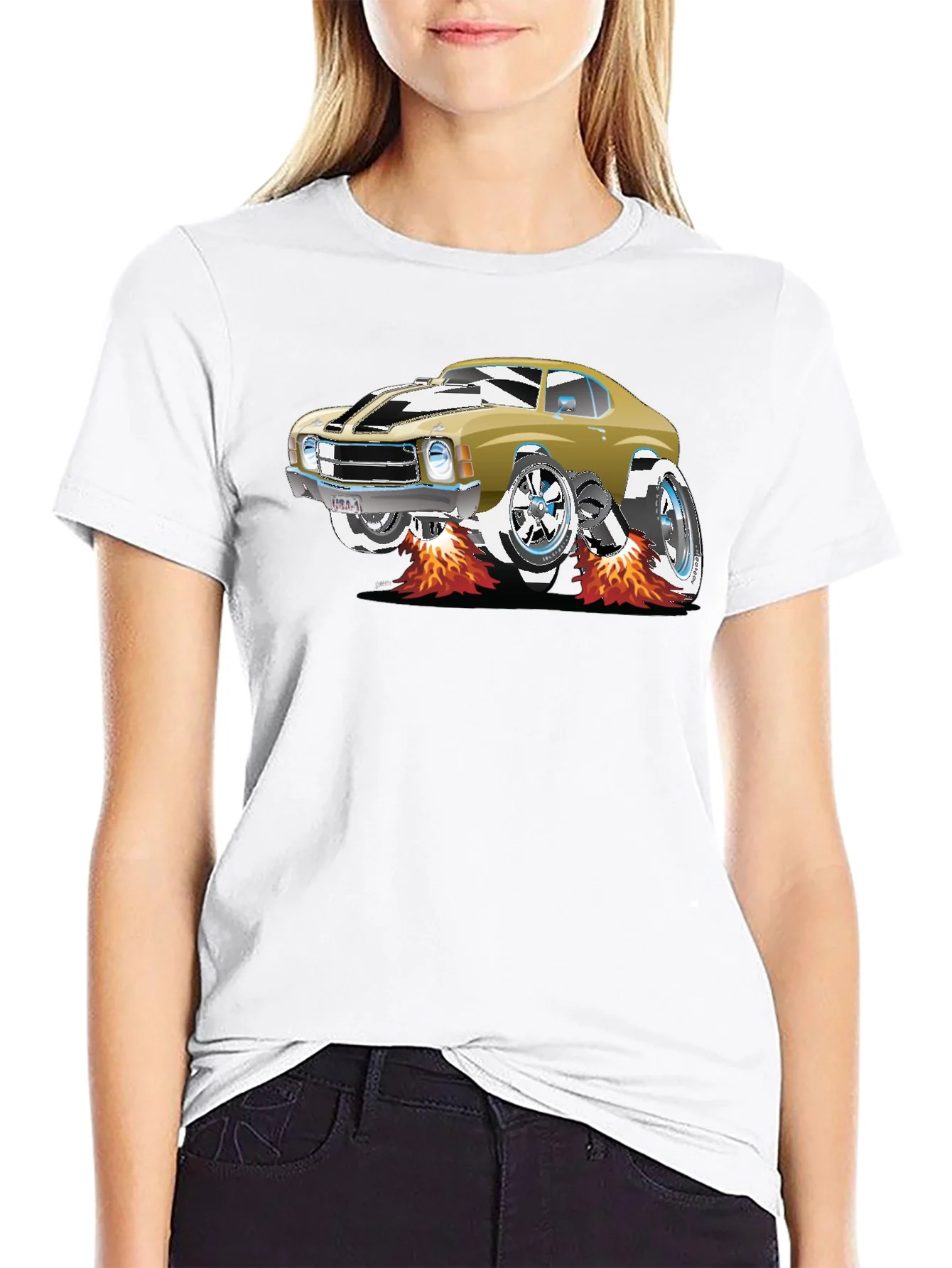Car Graphic Tee - Black Cotton T-Shirt