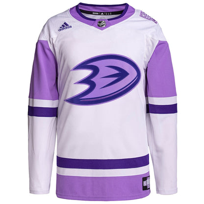 Anaheim Ducks   Hockey Fights Cancer Primegreen   Blank Practice Jersey - White/Purple