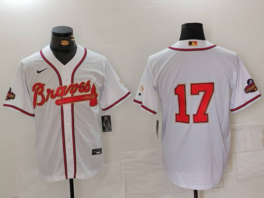 Men's Atlanta Braves Danny Bautista #17 White Limited Player Jersey1