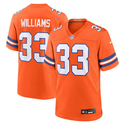 Javonte Williams Denver Broncos Nike Mile High Collection 1977 Throwback   Game Jersey - Orange