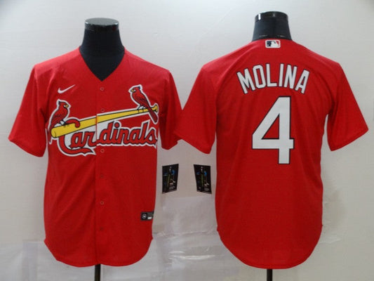 Men's St. Louis Cardinals Yadier Molina  Cream Alternate Jersey1 RED