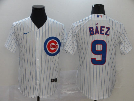 Men's Chicago Cubs Javier Baez #9 White Replica Baseball Jersey1