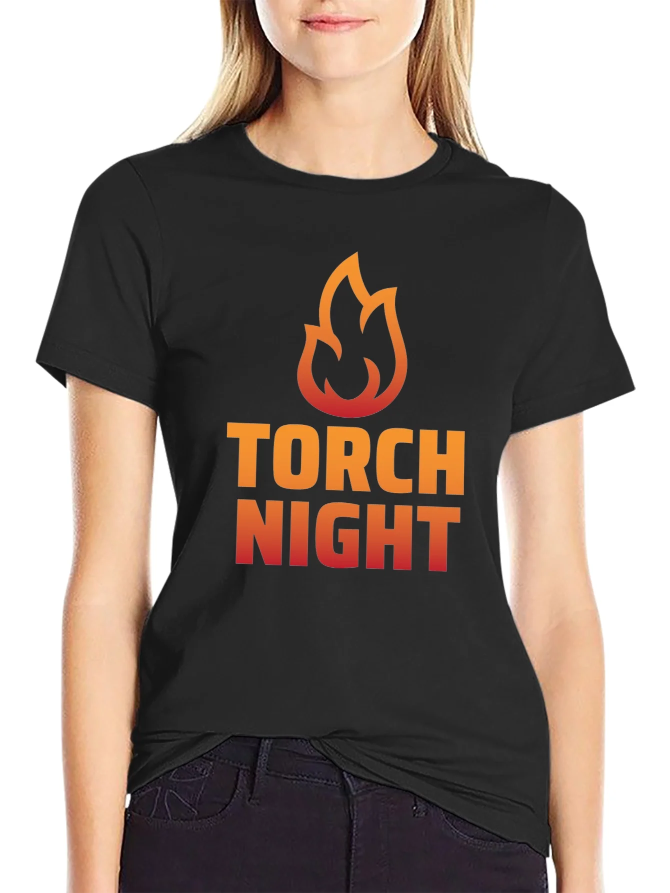 Torch Night Graphic Tee - Bold Flame Design