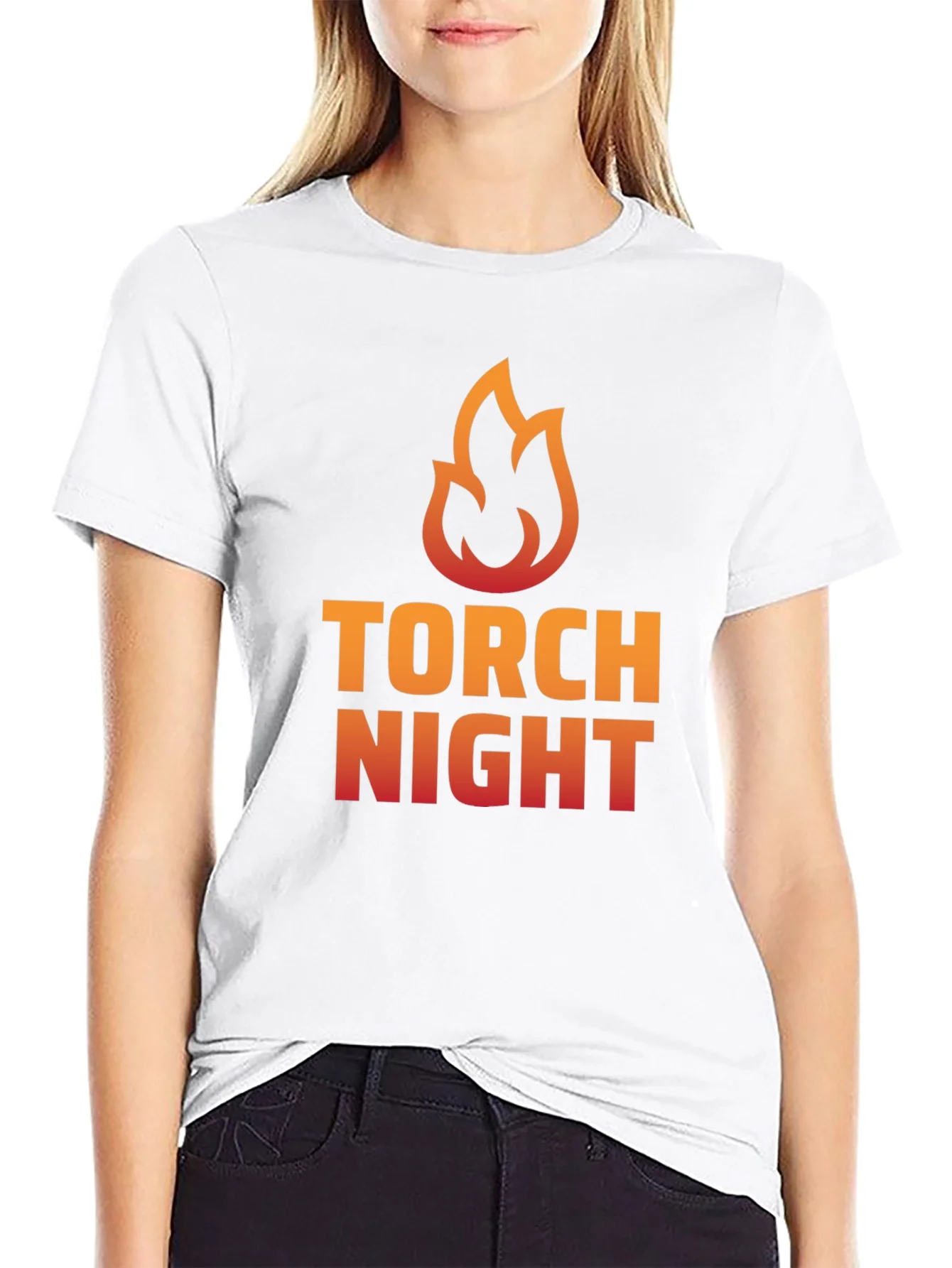 Torch Night Graphic Tee - Bold Flame Design