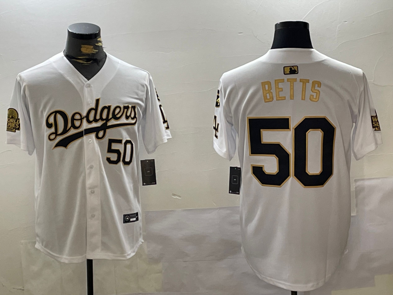 Men's Los Angeles Dodgers Mookie Betts White Game Player Jersey