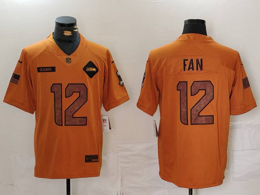 Men's Seattle Seahawks 12s Brown 2023 Salute To Service Limited Jersey