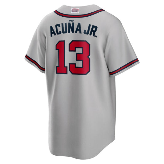 A.Braves #13 Ronald Acuna Jr. Player Gray Home Game Baseball Jerseys