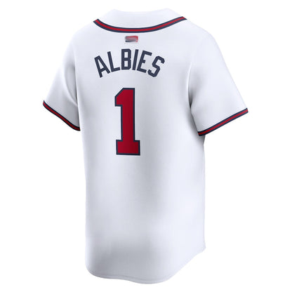 A.Braves #1 Ozzie Albies Player White Home Limited Baseball Jerseys