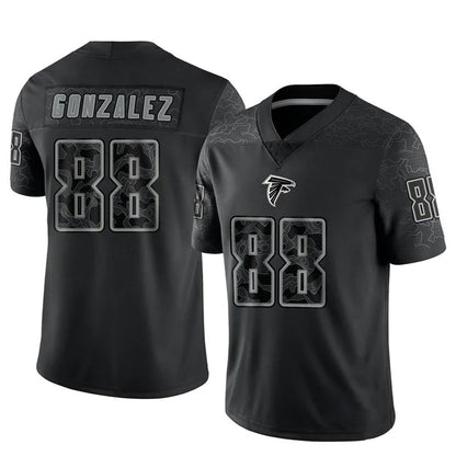 A.Falcons #88 Tony Gonzalez Player Black RFLCTV Limited Football Jerseys