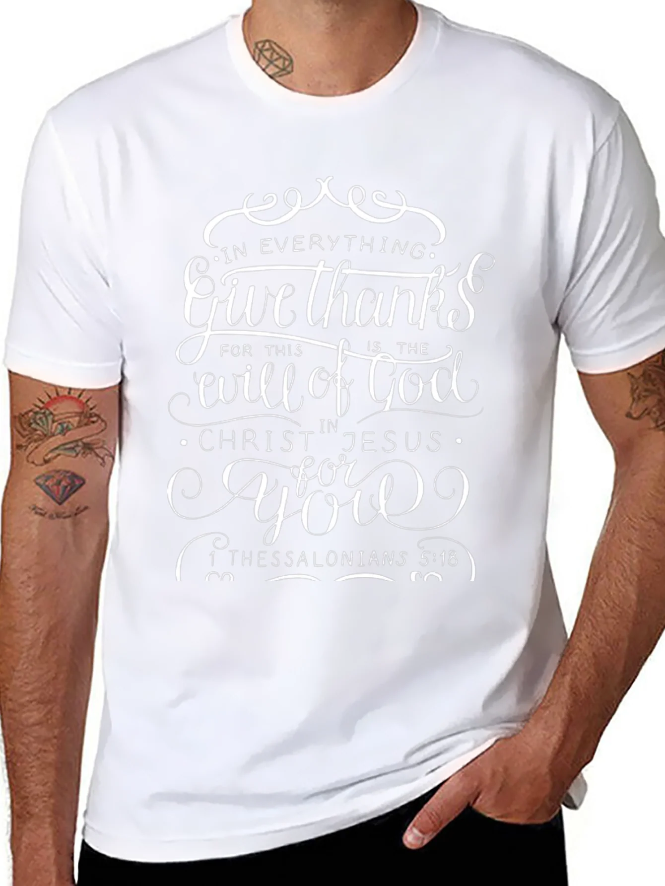 Give Thanks Christian T-Shirt - Religious Scripture Tee