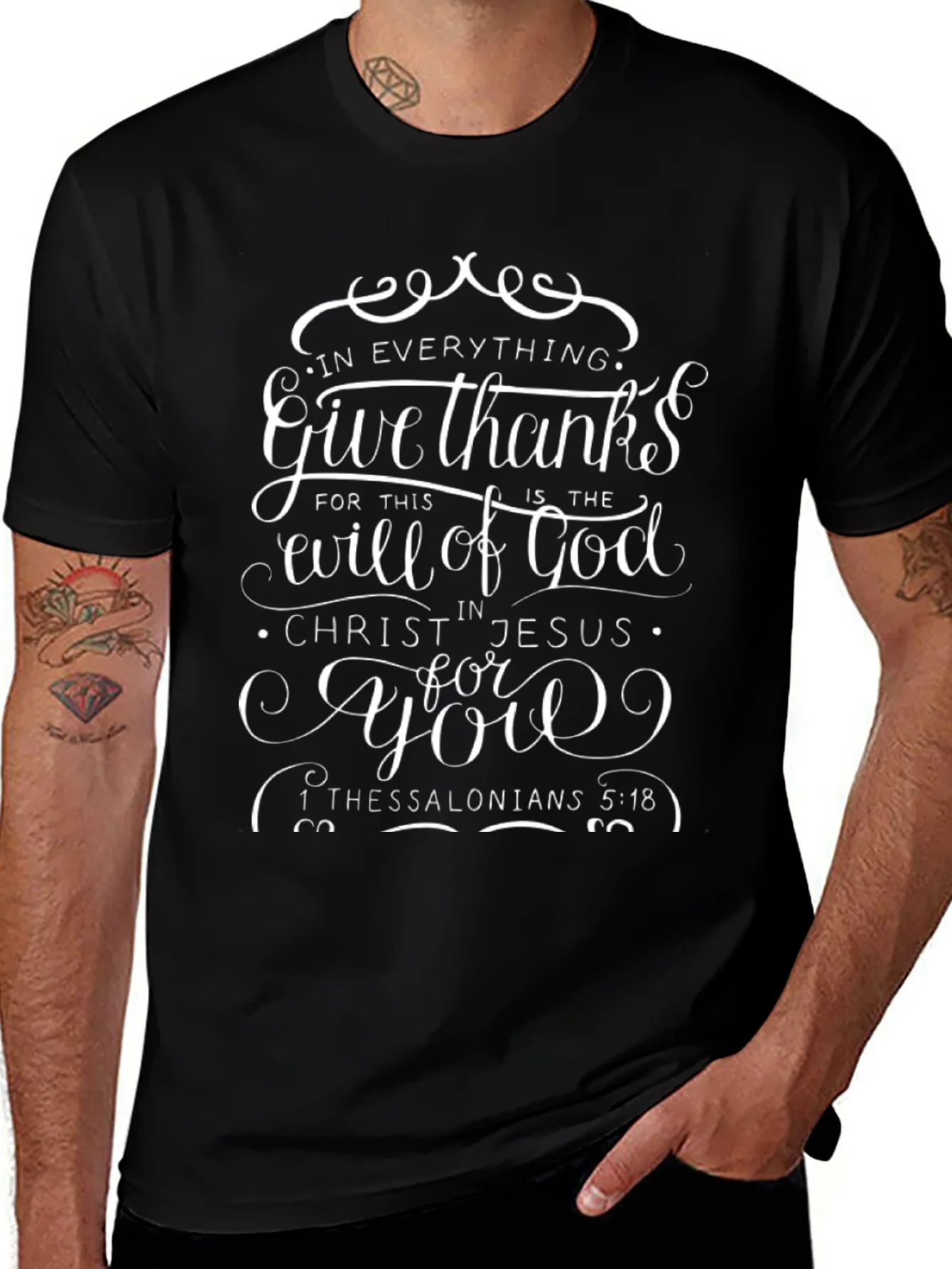 Give Thanks Christian T-Shirt - Religious Scripture Tee