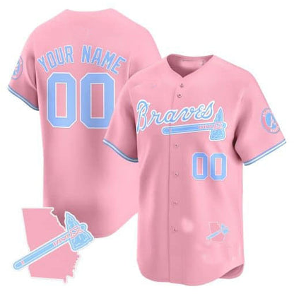 Custom A.Braves Bubblegum Pink Vapor Premier Limited Jersey¨C All Stitched Baseball Jerseys