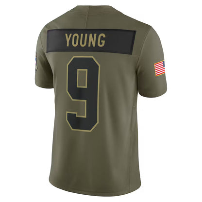 C.Panthers #9 Bryce Young Player Olive Salute to Service Limited Football Jerseys