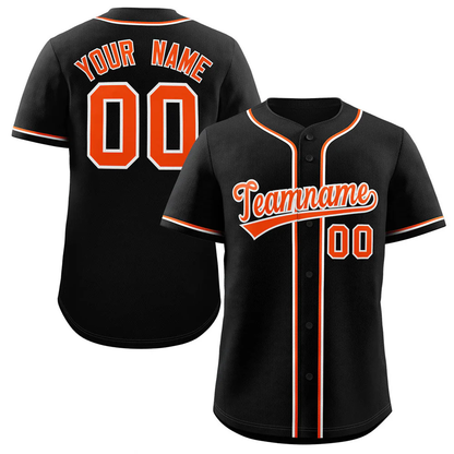 Custom Black Orange-White Classic Style Authentic Baseball Jersey