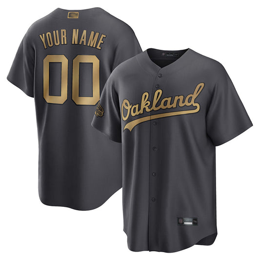 Custom O.Athletics Charcoal All-Star Game Replica Baseball Jerseys