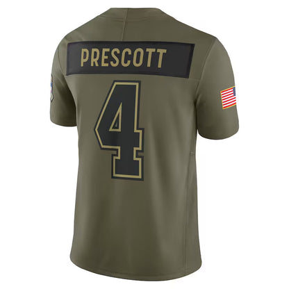 D.Cowboys #4 Dak Prescott Player Olive Salute to Service Limited Football Jerseys