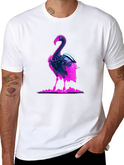Cyberpunk Flamingo Graphic Tee - Cool Novelty T-Shirt