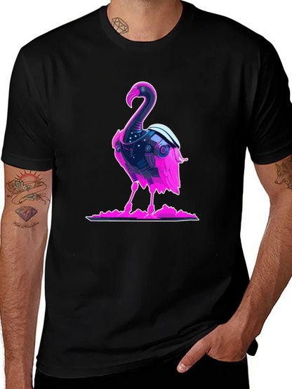 Cyberpunk Flamingo Graphic Tee - Cool Novelty T-Shirt
