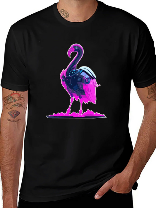 Cyberpunk Flamingo Graphic Tee - Cool Novelty T-Shirt