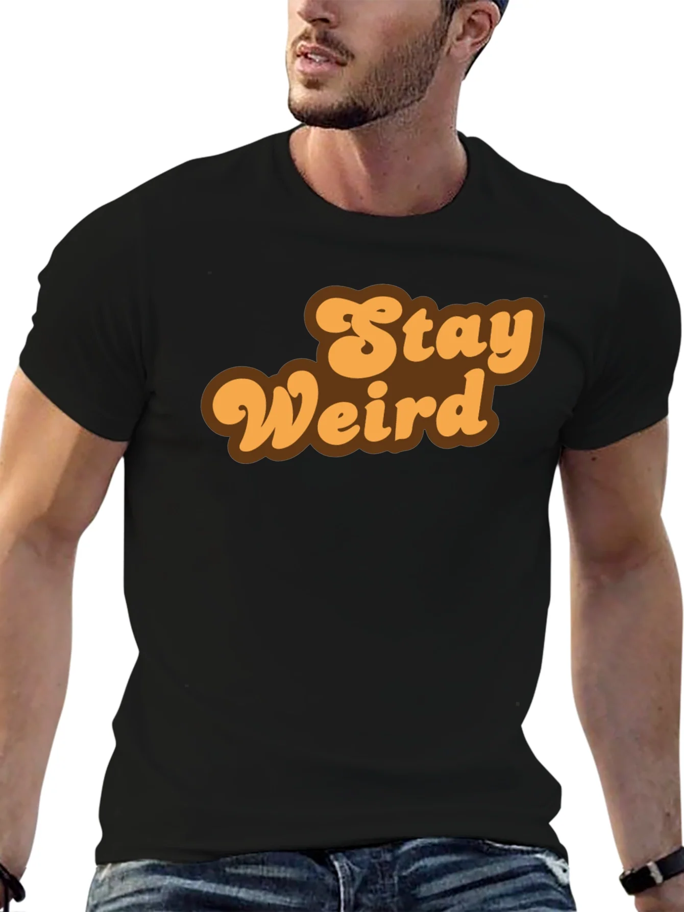 Stay Weird Retro Graphic Tee - Black