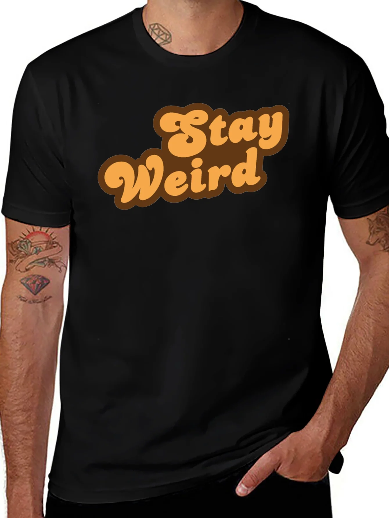Stay Weird Retro Graphic Tee - Black