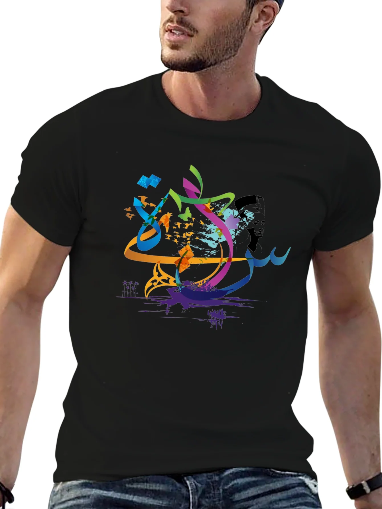 Abstract Arabic Calligraphy Art Mens T-Shirt