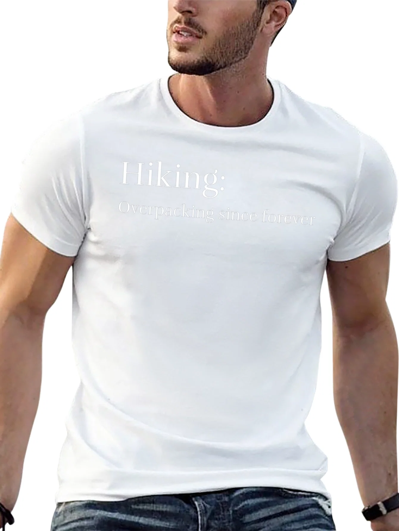 Hiking Overpacking Funny Mens Black T-Shirt