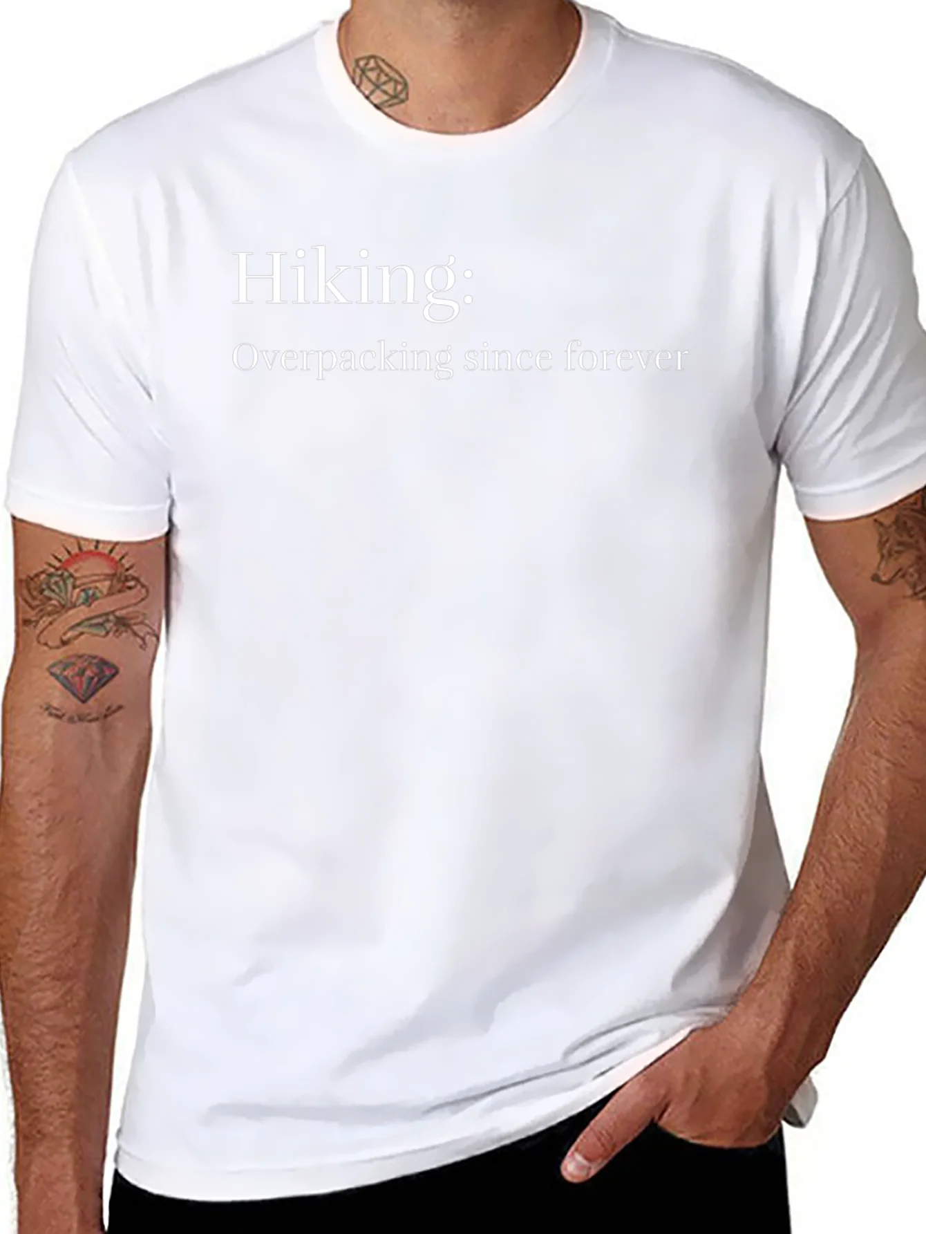 Hiking Overpacking Funny Mens Black T-Shirt