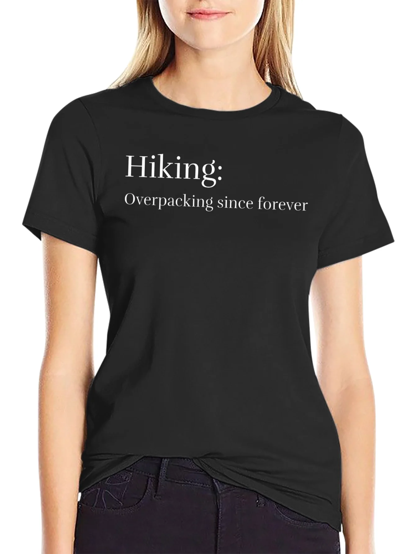 Hiking Overpacking Funny Mens Black T-Shirt