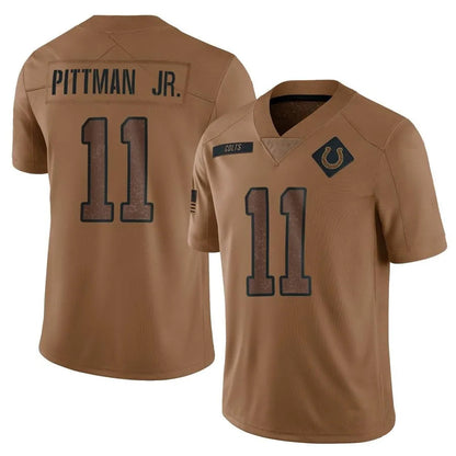 IN.Colts #11 Michael Pittman Jr. Player Brown Salute To Service Limited Football Jerseys