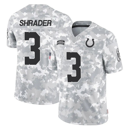 IN.Colts #3 Spencer Shrader Player Arctic Camo Salute to Service Limited Football Jerseys