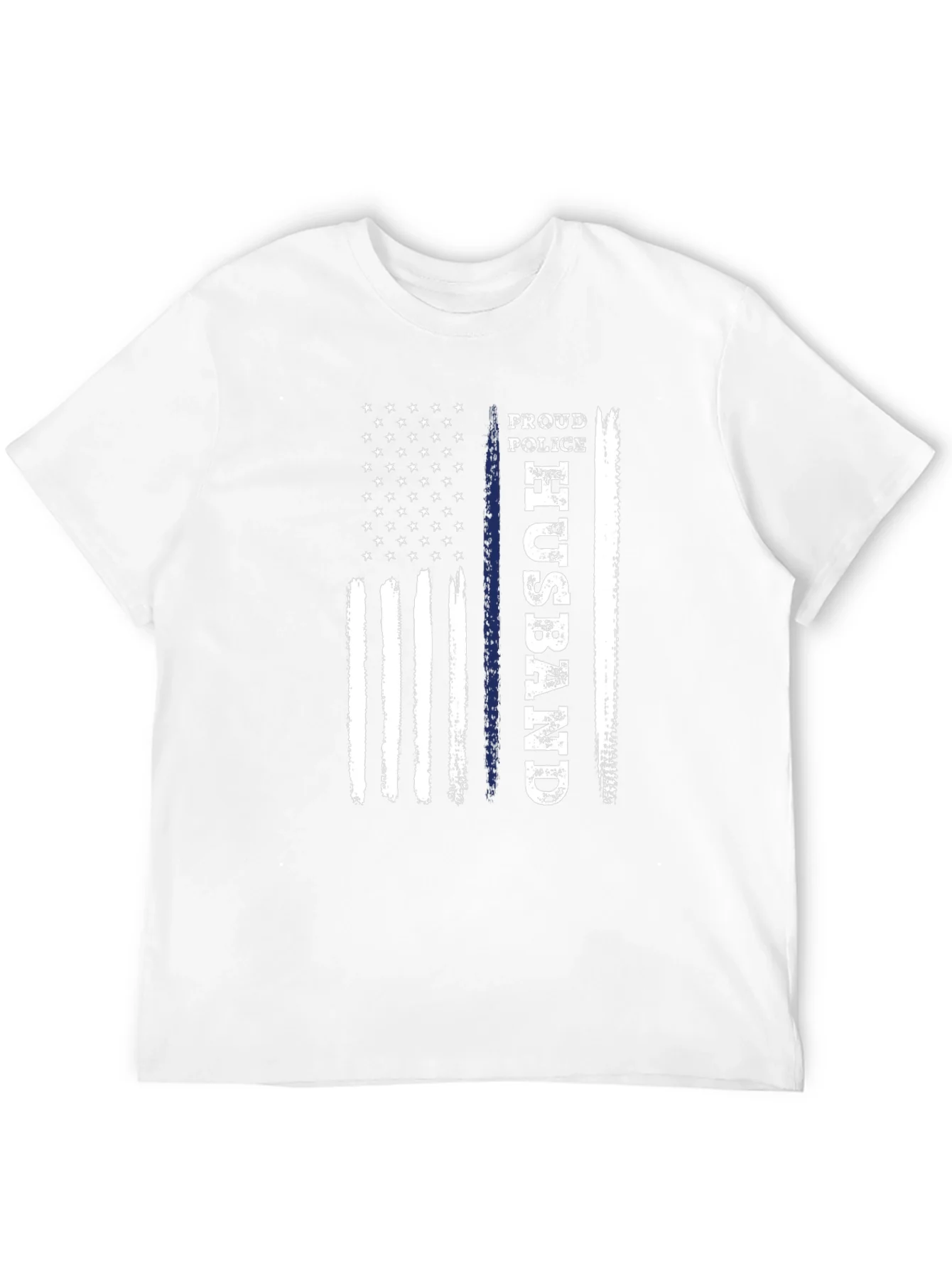 Proud Police Husband American Flag Graphic T-Shirt