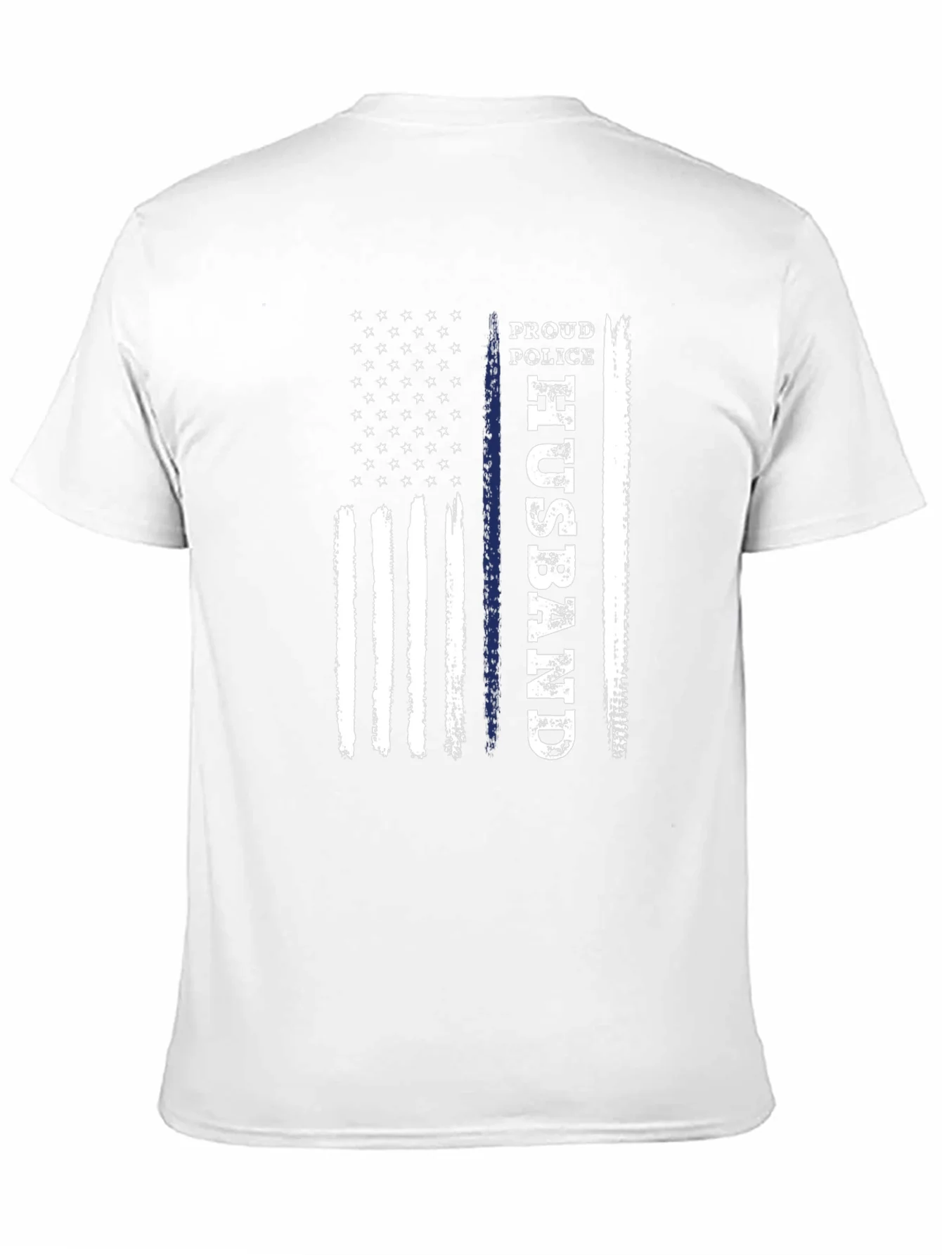 Proud Police Husband American Flag Graphic T-Shirt