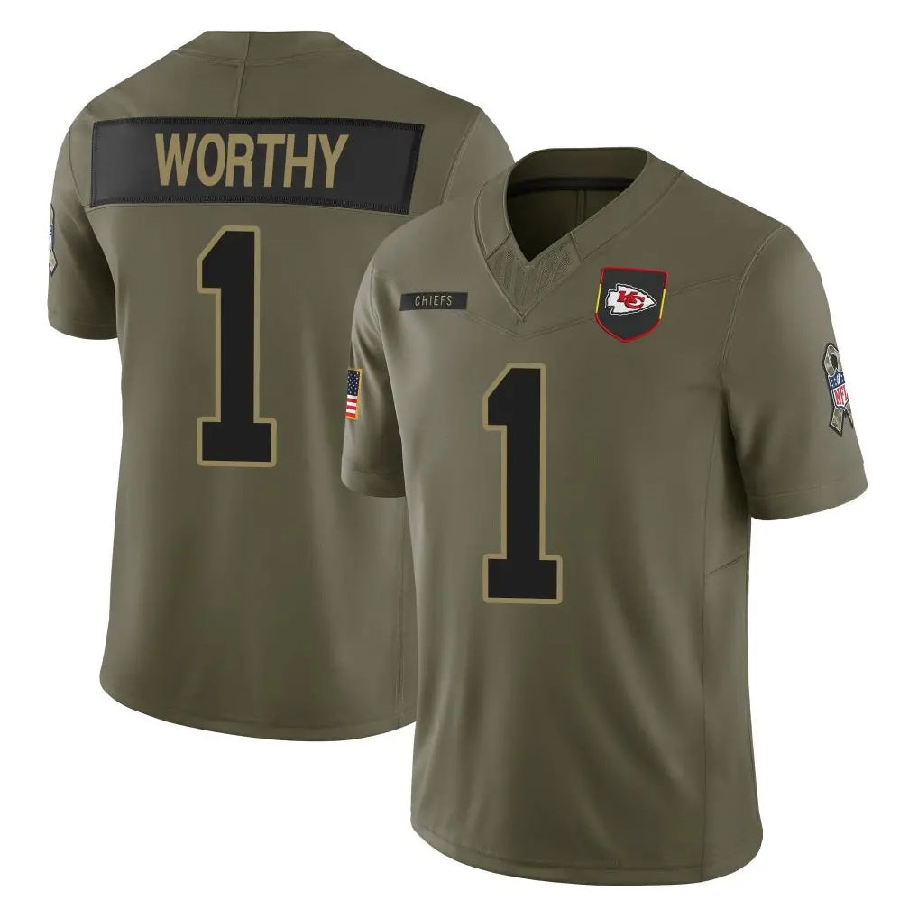 KC.Chiefs #1 Xavier Worthy Player Olive Salute to Service Limited Football Jerseys