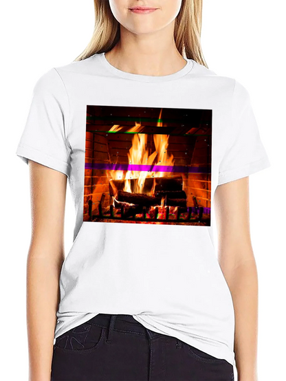 Cozy Fireplace Graphic T-Shirt
