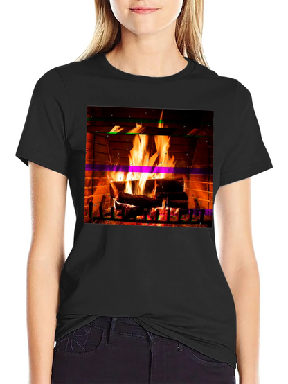 Cozy Fireplace Graphic T-Shirt