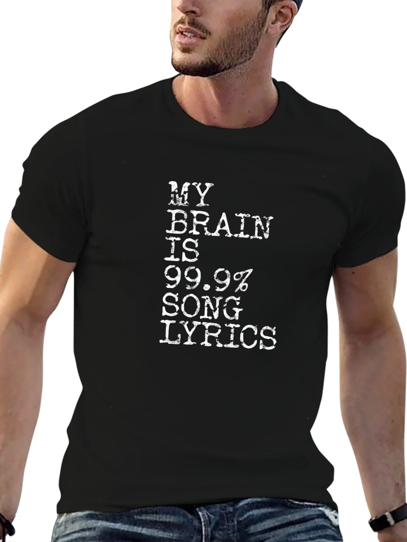 My Brain Song Lyrics Black Cotton T-Shirt