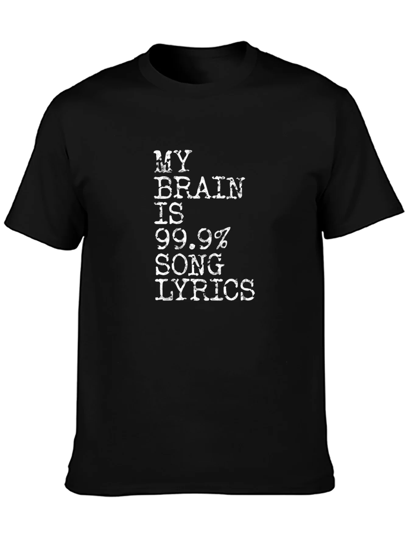 My Brain Song Lyrics Black Cotton T-Shirt