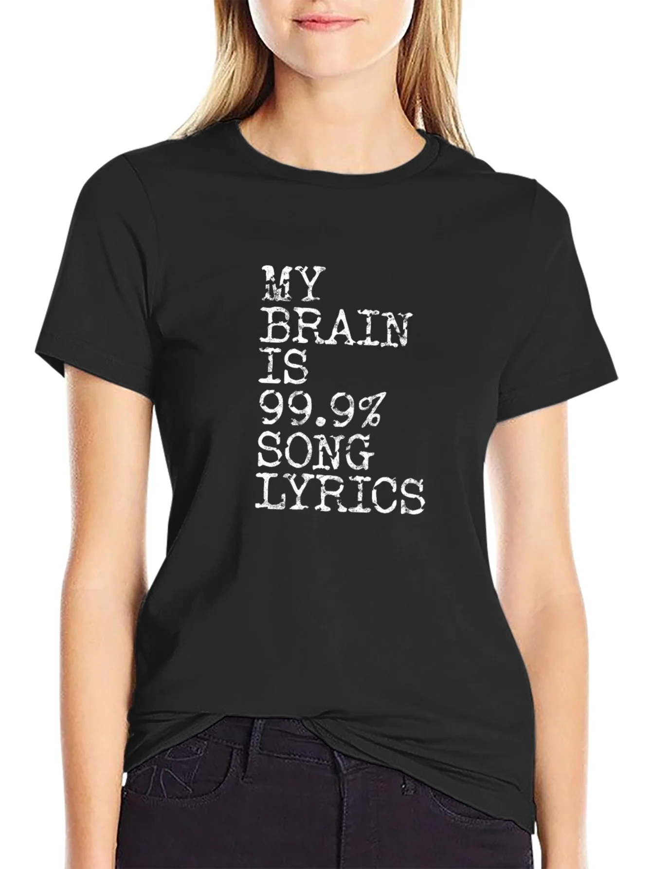 My Brain Song Lyrics Black Cotton T-Shirt