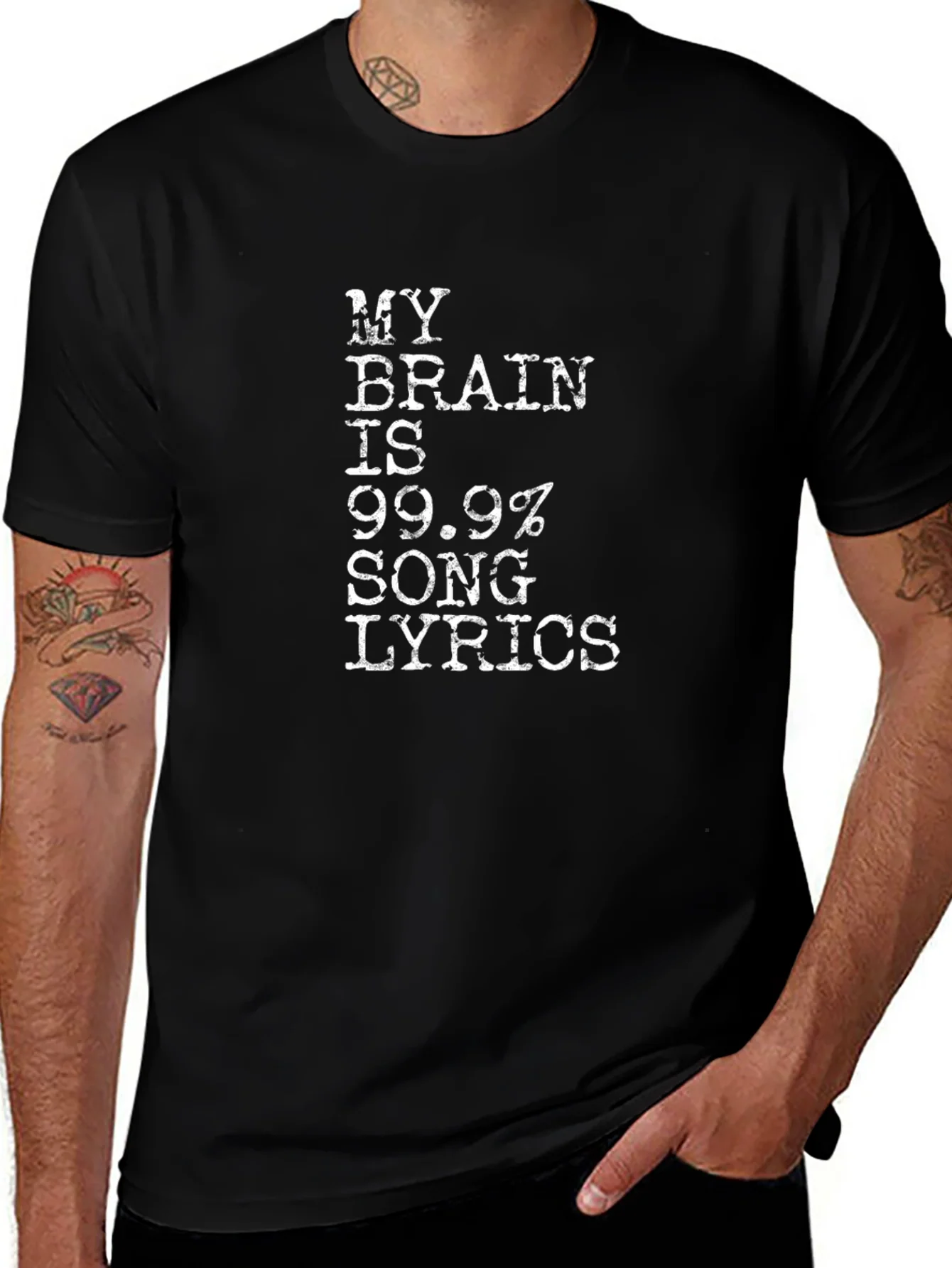 My Brain Song Lyrics Black Cotton T-Shirt
