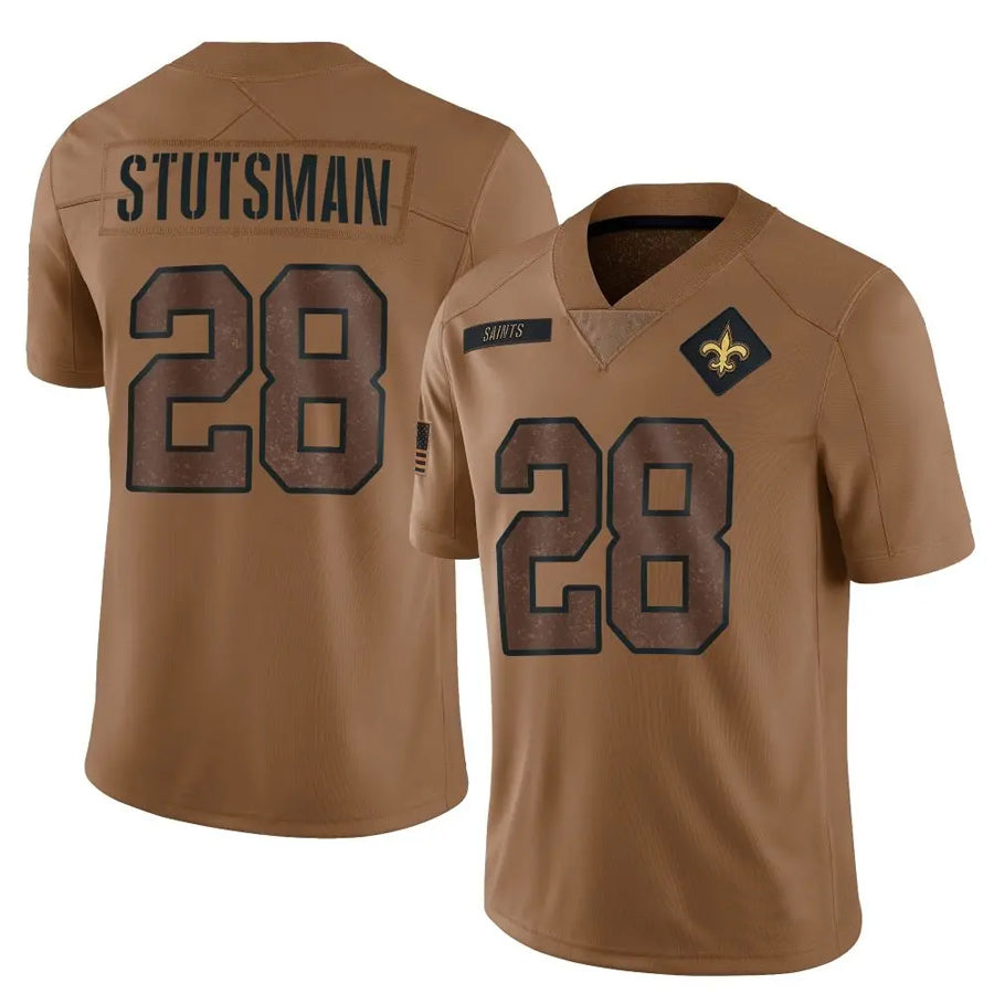 NO.Saints #28 Danny Stutsman Player Brown Salute To Service Limited Football Jerseys