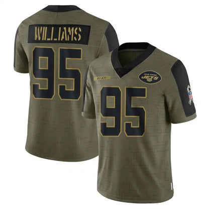NY.Jets #95 Quinnen Williams Player Salute To Service Olive Football Jerseys