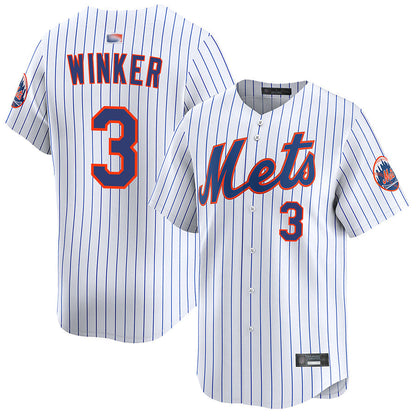 NY.Mets #3 Jesse Winker Player White Home Limited Baseball Jerseys