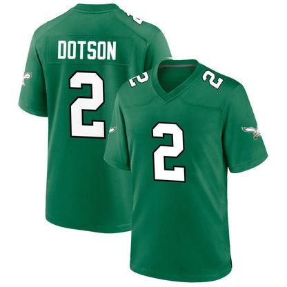 P.Eagles #2 Jahan Dotson Player Kelly Green Alternate Game Football Jerseys