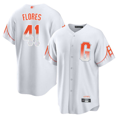 S.Francisco Giants #41 Wilmer Flores Playre White City Connect Baseball Jerseys