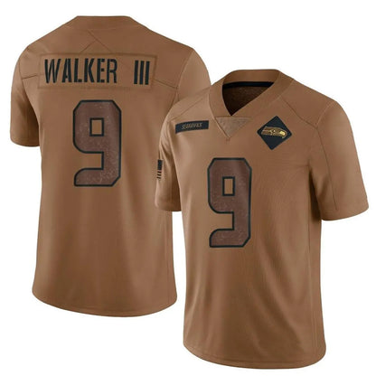 S.Seahawks #9 Kenneth Walker III Player Brown Salute To Service Limited Football Jerseys