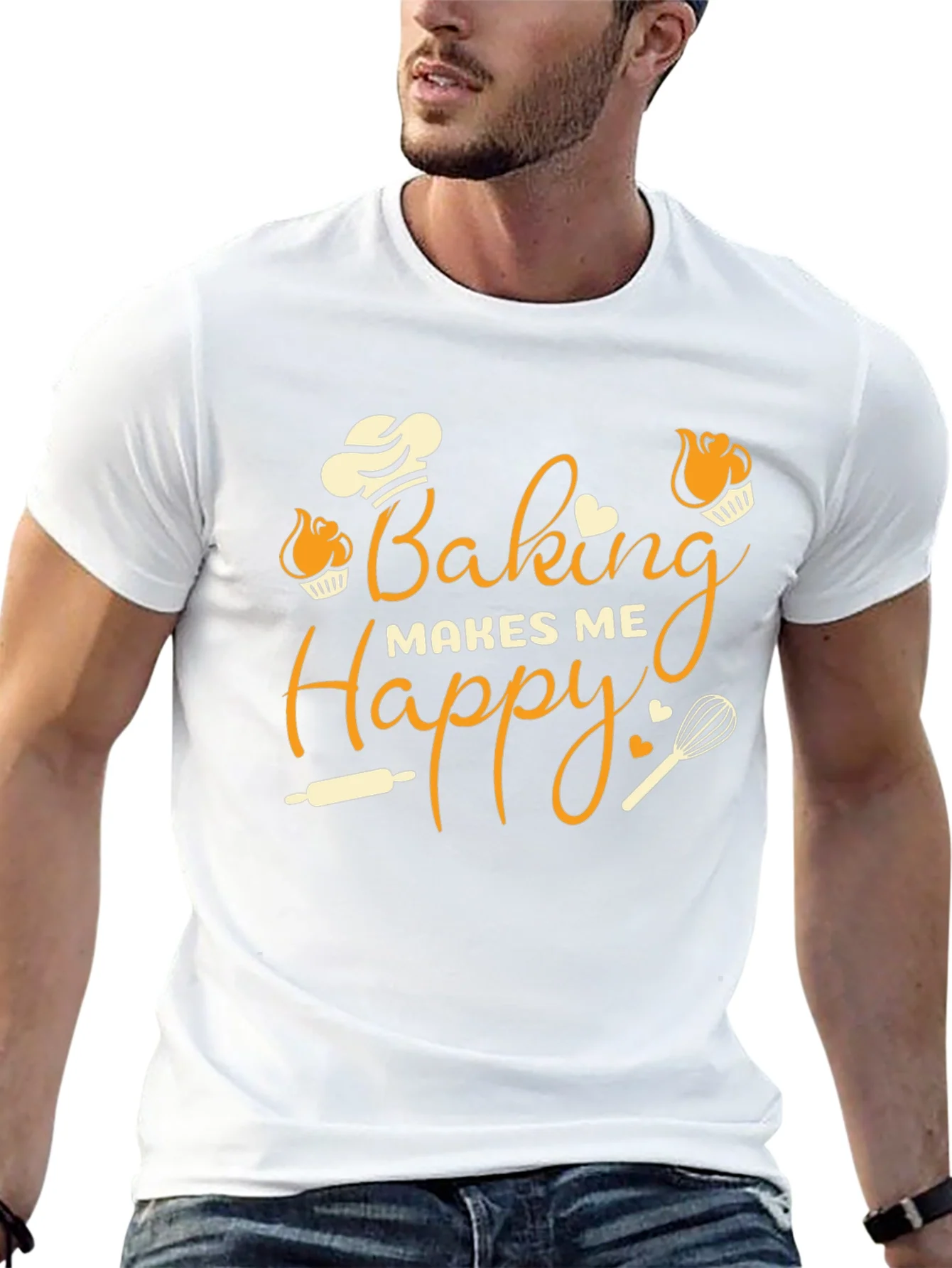 Baking Makes Me Happy Graphic T-Shirt