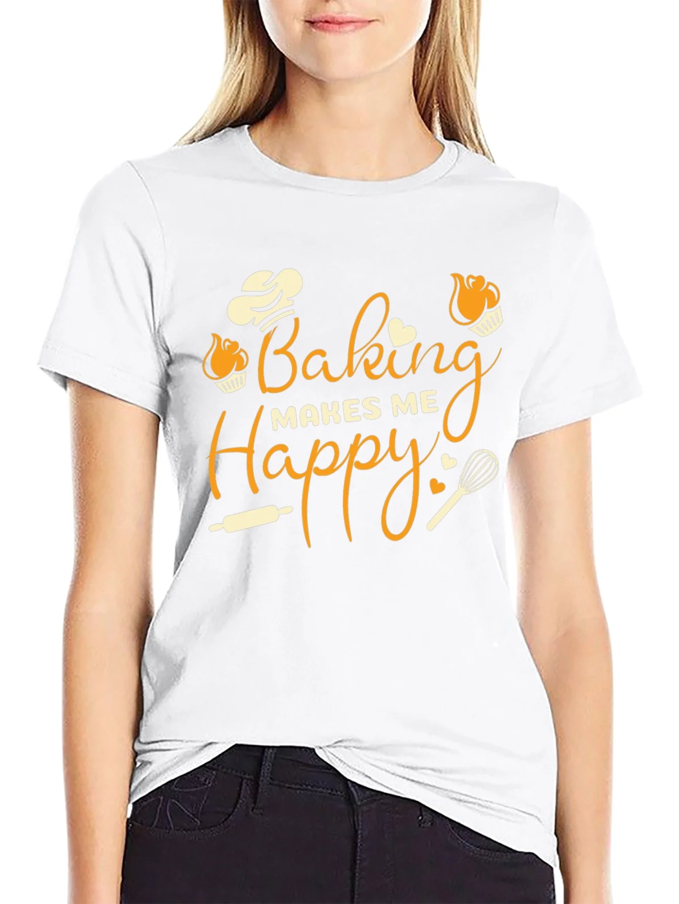 Baking Makes Me Happy Graphic T-Shirt