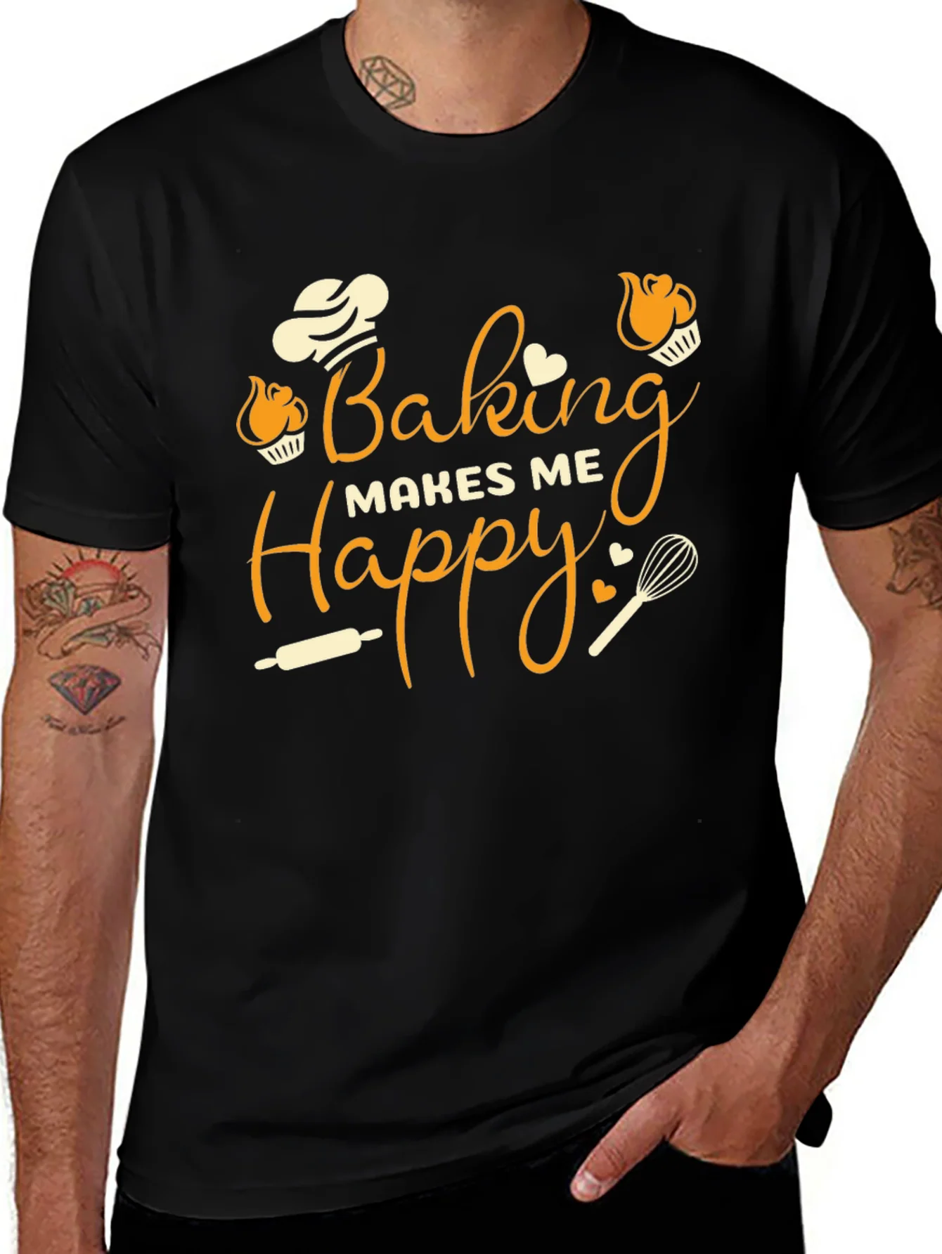 Baking Makes Me Happy Graphic T-Shirt